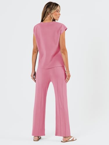 LILLUSORY 2 Piece Outfits for Women Lounge Matching Set Two Piece Knit Tracksuit Sweatsuits Top & Pants Co-Ords Habits affär