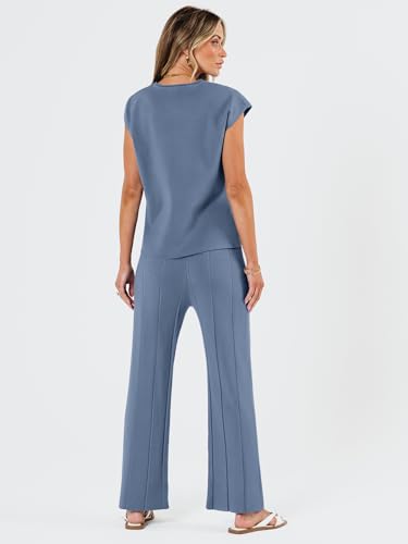 LILLUSORY 2 Piece Outfits for Women Lounge Matching Set Two Piece Knit Tracksuit Sweatsuits Top & Pants Co-Ords Habits affär