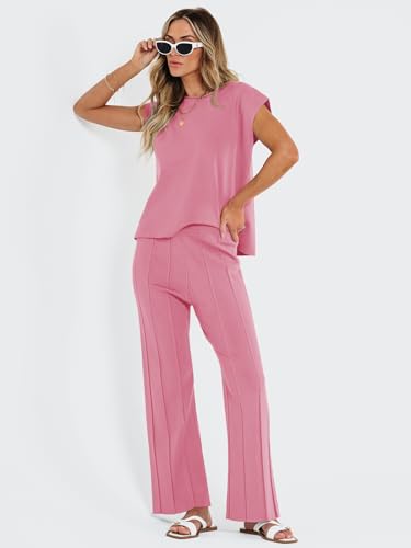 LILLUSORY 2 Piece Outfits for Women Lounge Matching Set Two Piece Knit Tracksuit Sweatsuits Top & Pants Co-Ords Habits affär