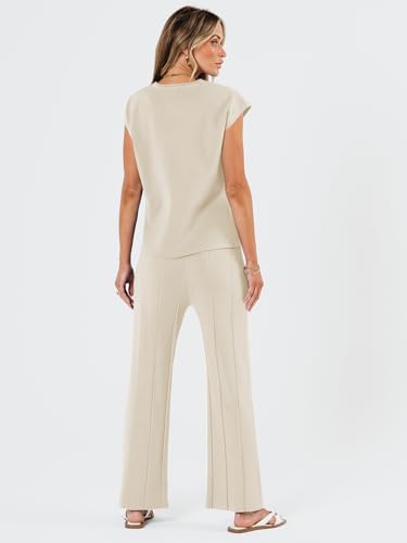 LILLUSORY 2 Piece Outfits for Women Lounge Matching Set Two Piece Knit Tracksuit Sweatsuits Top & Pants Co-Ords Habits affär