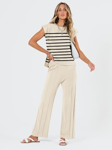 LILLUSORY 2 Piece Outfits for Women Lounge Matching Set Two Piece Knit Tracksuit Sweatsuits Top & Pants Co-Ords Habits affär