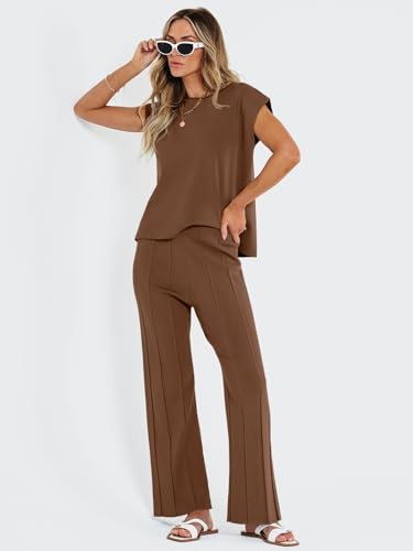 LILLUSORY 2 Piece Outfits for Women Lounge Matching Set Two Piece Knit Tracksuit Sweatsuits Top & Pants Co-Ords Habits affär