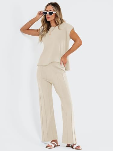 LILLUSORY 2 Piece Outfits for Women Lounge Matching Set Two Piece Knit Tracksuit Sweatsuits Top & Pants Co-Ords Habits affär