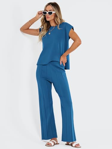 LILLUSORY 2 Piece Outfits for Women Lounge Matching Set Two Piece Knit Tracksuit Sweatsuits Top & Pants Co-Ords Habits affär