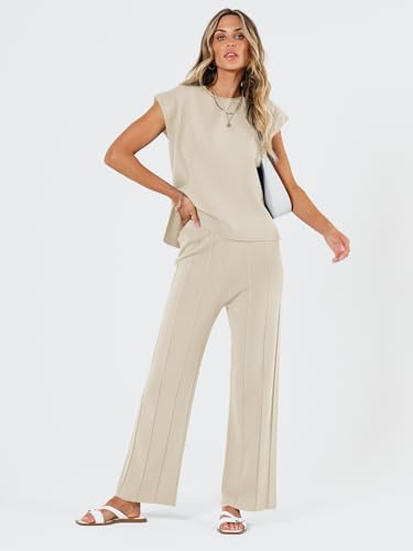 LILLUSORY 2 Piece Outfits for Women Lounge Matching Set Two Piece Knit Tracksuit Sweatsuits Top & Pants Co-Ords Habits affär