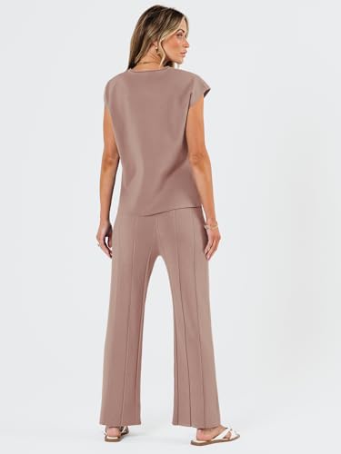 LILLUSORY 2 Piece Outfits for Women Lounge Matching Set Two Piece Knit Tracksuit Sweatsuits Top & Pants Co-Ords Habits affär