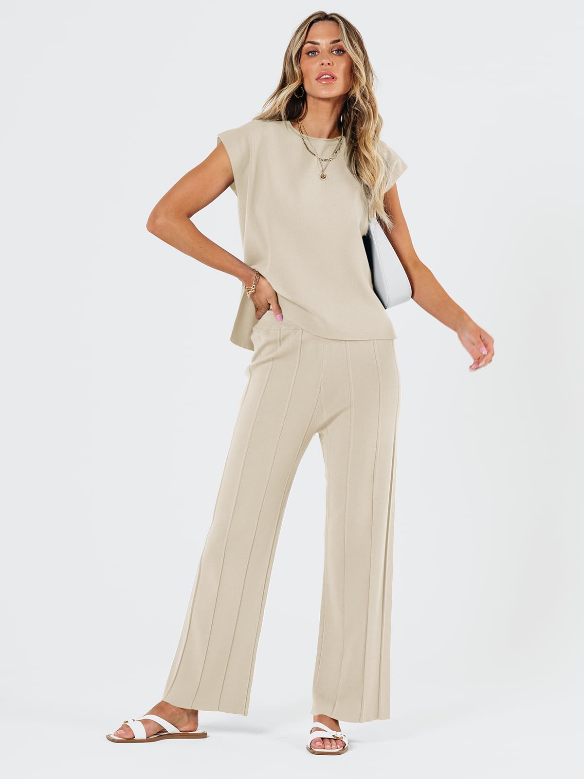 LILLUSORY 2 Piece Outfits for Women Lounge Matching Set Two Piece Knit Tracksuit Sweatsuits Top & Pants Co-Ords Habits affär