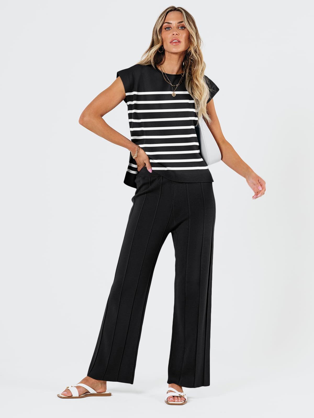 LILLUSORY 2 Piece Outfits for Women Lounge Matching Set Two Piece Knit Tracksuit Sweatsuits Top & Pants Co-Ords Habits affär