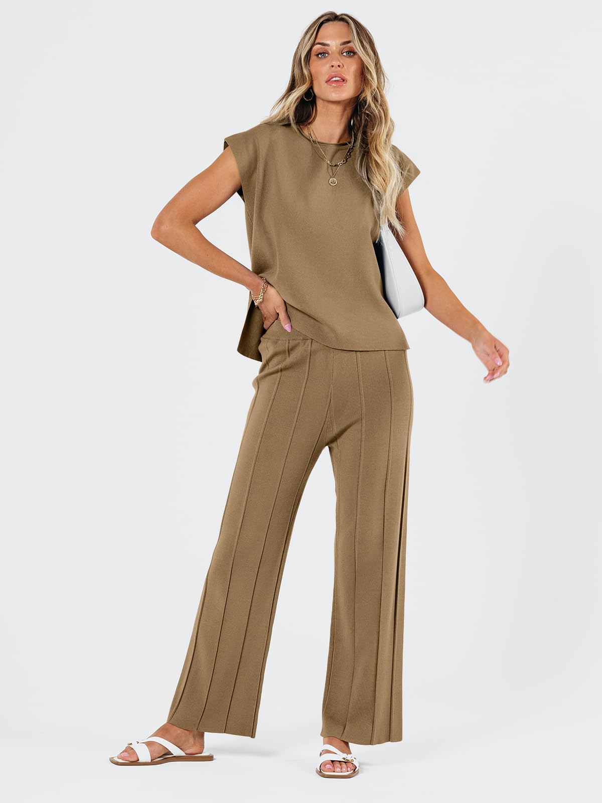 LILLUSORY 2 Piece Outfits for Women Lounge Matching Set Two Piece Knit Tracksuit Sweatsuits Top & Pants Co-Ords Habits affär