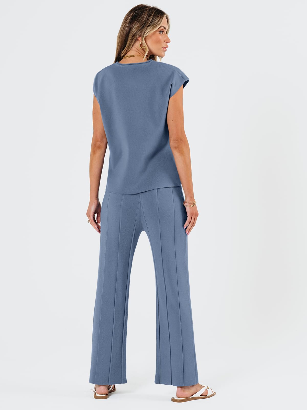 LILLUSORY 2 Piece Outfits for Women Lounge Matching Set Two Piece Knit Tracksuit Sweatsuits Top & Pants Co-Ords Habits affär