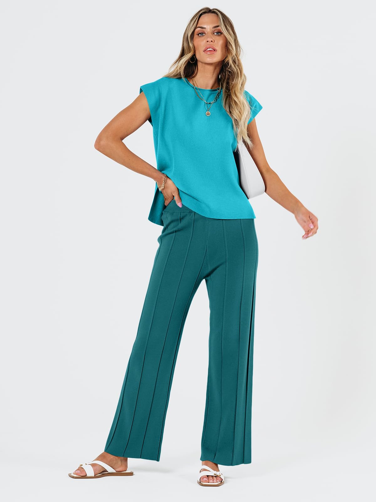 LILLUSORY 2 Piece Outfits for Women Lounge Matching Set Two Piece Knit Tracksuit Sweatsuits Top & Pants Co-Ords Habits affär