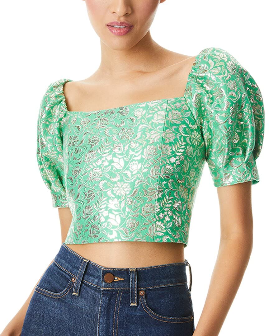 alice + olivia Joslyn Cropped Silk-Blend Top Tops Habits affär Multi-colored 0