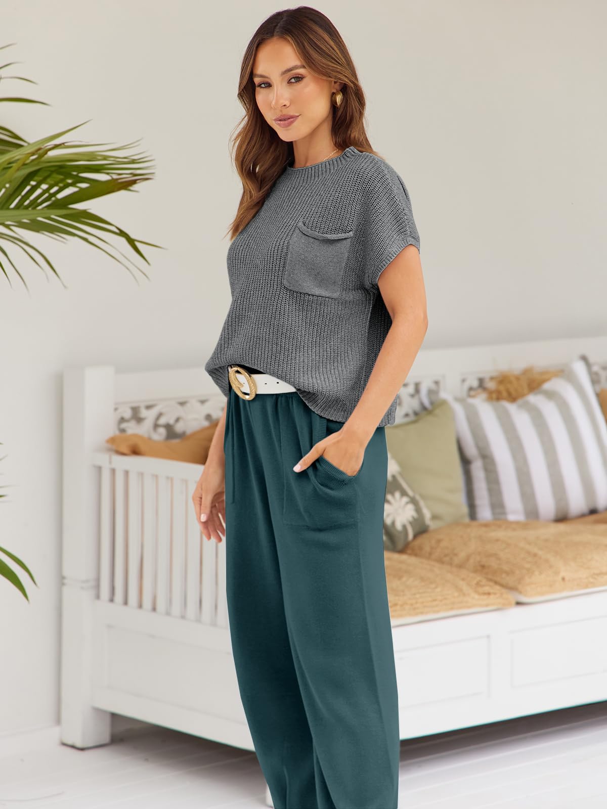 LILLUSORY 2 Piece Knit Sets For Women Trendy Sweatsuit Sets Co-Ords Habits affär