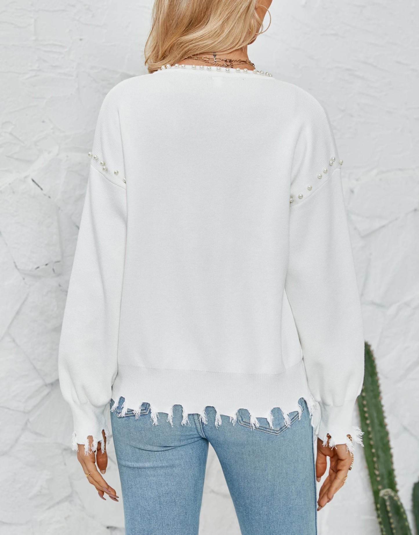 Kedera Women's Fall Sweater Cardigan Open Front Long Sleeve Pearls Cardigans Habits affär