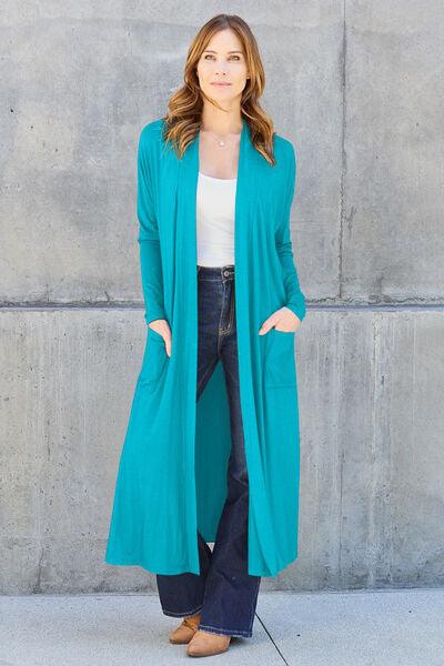 Maxi Open Front Long Sleeve Cardigan Cardigans Trendsi Sky Blue S