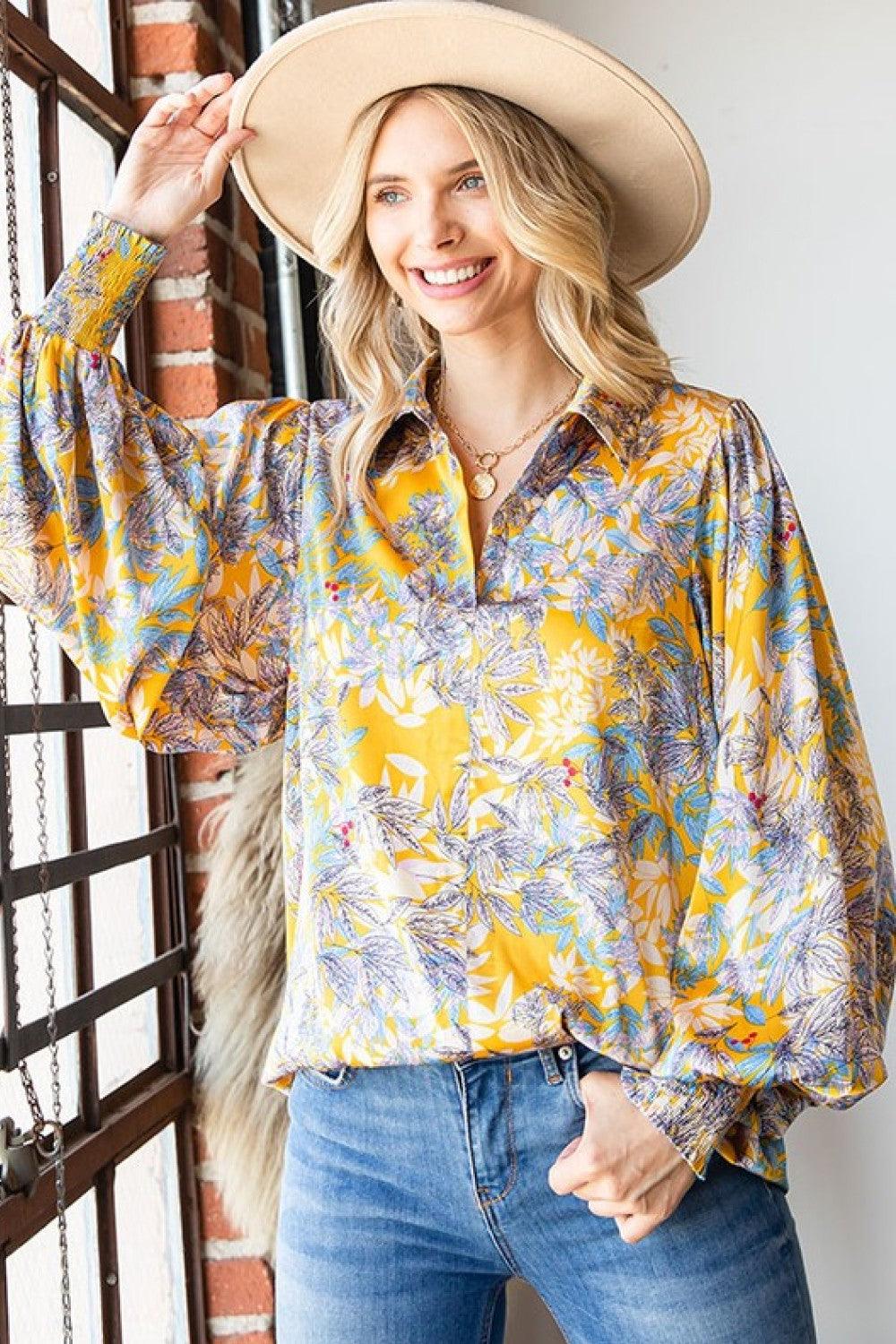 Floral Lantern Sleeve Blouse Blouses First Love