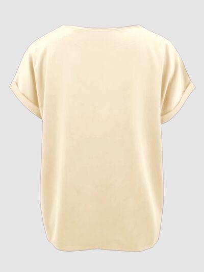 Round Neck Shiny T-Shirt Blouses Trendsi