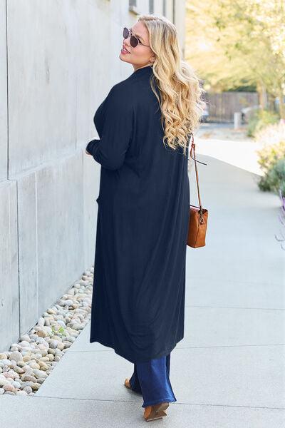 Maxi Open Front Long Sleeve Cardigan Cardigans Trendsi