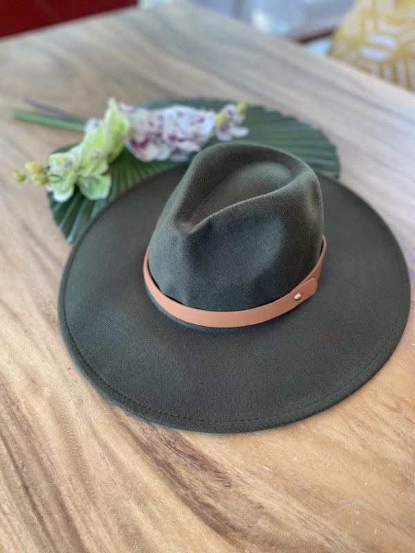 Wide Brim Panama Felt Hat Hats Queens, INC OLIVE ONE SIZE