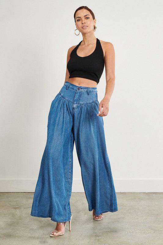 Chambray Wide Leg Jean Pant Pants Vibrant M.i.U