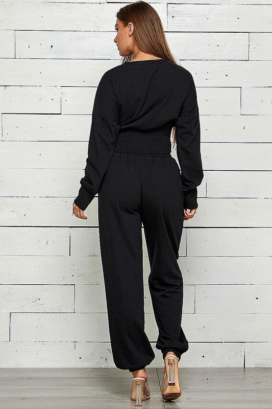 Zip Front Slit Sweatshirt & Jogger Set Pant Set Shop Michella