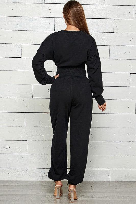 Zip Front Slit Sweatshirt & Jogger Set Pant Set Shop Michella