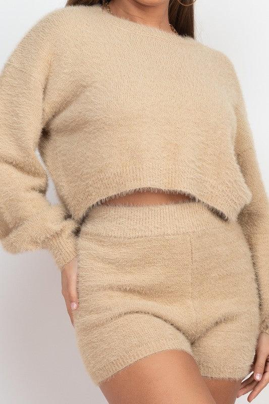 Fuzzy Knit Top and Short Set Short Set SALTY