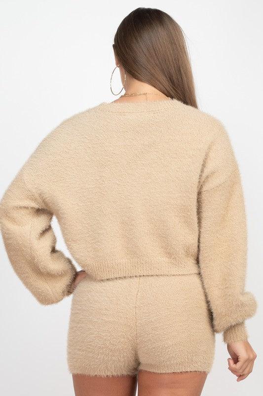 Fuzzy Knit Top and Short Set Short Set SALTY