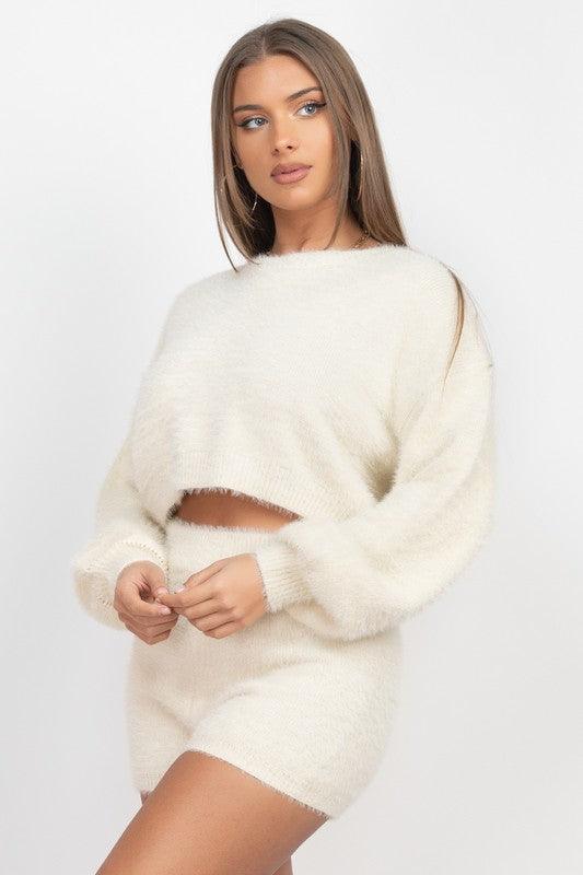 Fuzzy Knit Top and Short Set Short Set SALTY