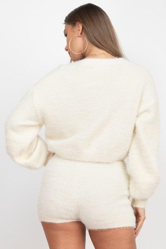 Fuzzy Knit Top and Short Set Short Set SALTY