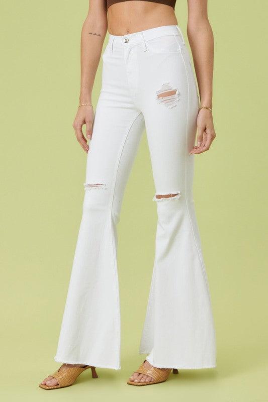 White High Rise Flare Jeans Jeans Vibrant M.i.U
