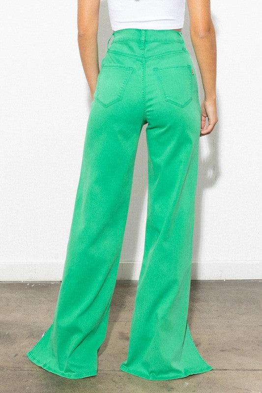 Front Slit Wide Leg Tencel Pant Jeans Vibrant M.i.U