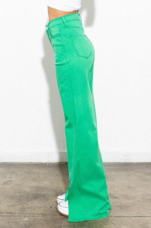 Front Slit Wide Leg Tencel Pant Jeans Vibrant M.i.U