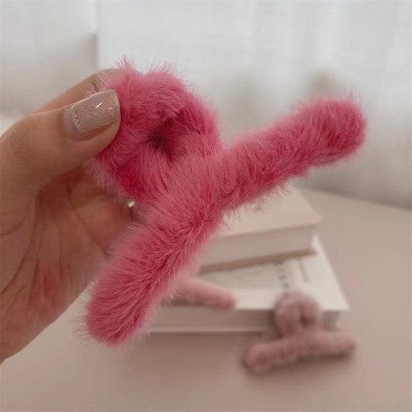 Fuzzy Hair Clips Hair Accessory Miss Sparkling HOT PINK One Size