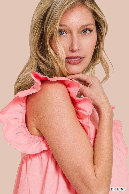 Ruffled Cap Sleeve Babydoll Tiered Mini Dress Dresses ZENANA