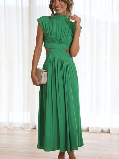 Cutout Mock Neck Sleeveless Dress Dresses Trendsi