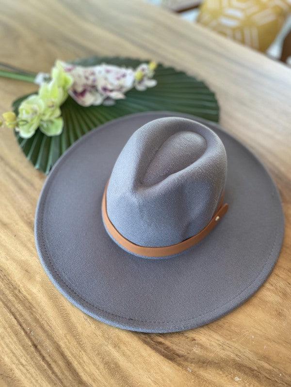 Wide Brim Panama Felt Hat Hats Queens, INC GREY ONE SIZE