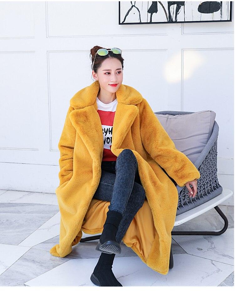 Faux Rabbit Fur Coat Coats Sharon Tatem LLC yellow S
