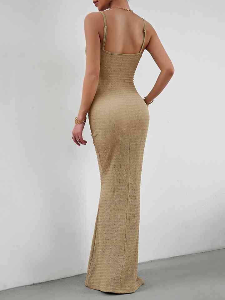 Straight Neck Sleeveless Bodycon Maxi Dress Dresses Trendsi