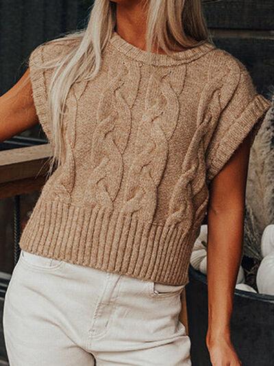 Cable-Knit Round Neck Sweater Vests Trends