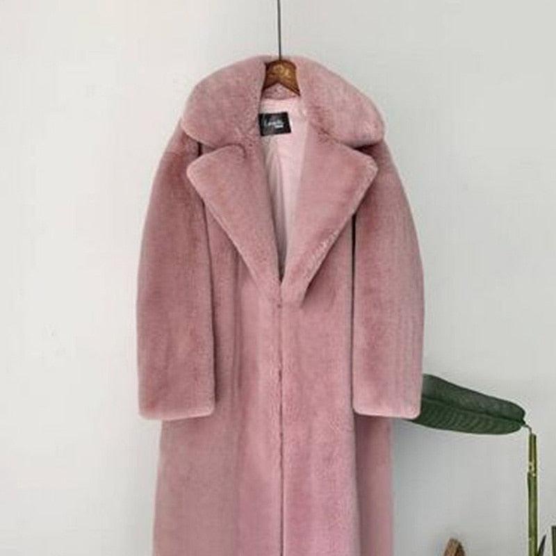 Faux Rabbit Fur Coat Coats Sharon Tatem LLC Dark pink S