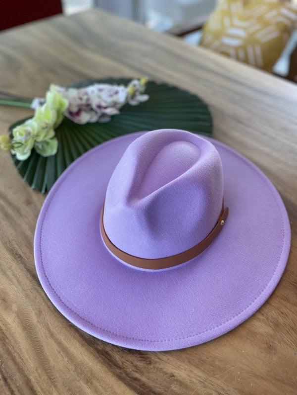 Wide Brim Panama Felt Hat Hats Queens, INC LAVENDA ONE SIZE