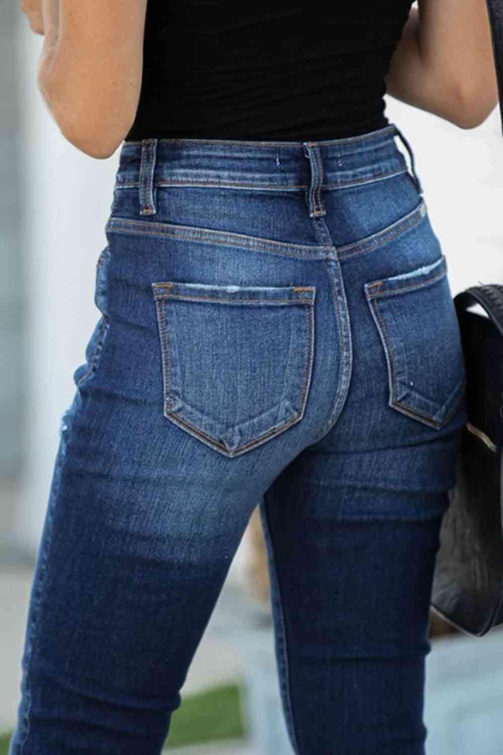 Button-up Distressed Skinny Jeans Jeans Trend