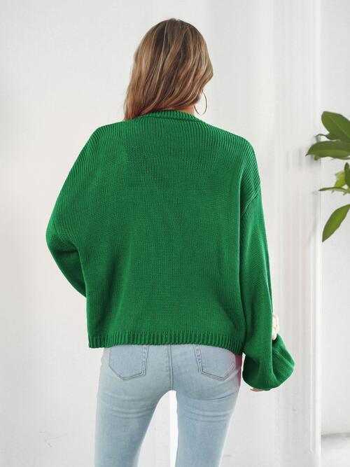 Floral Open Front Long Sleeve Cardigan Cardigans Trend