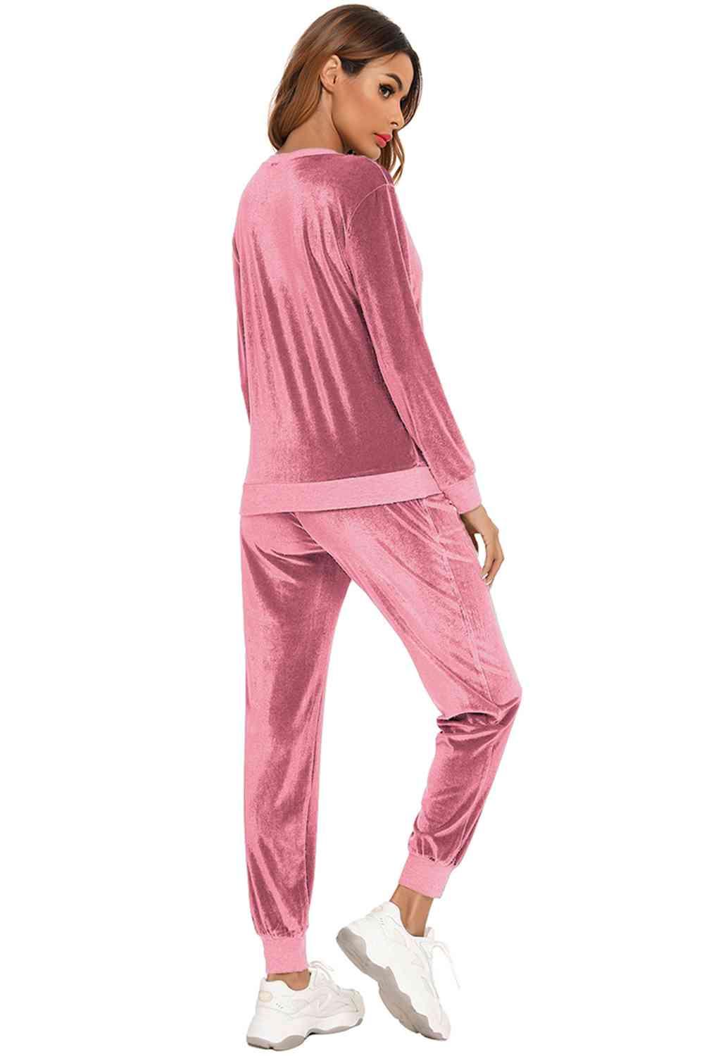 Velvety Loungewear Set with Pockets Loungewear Trendsi