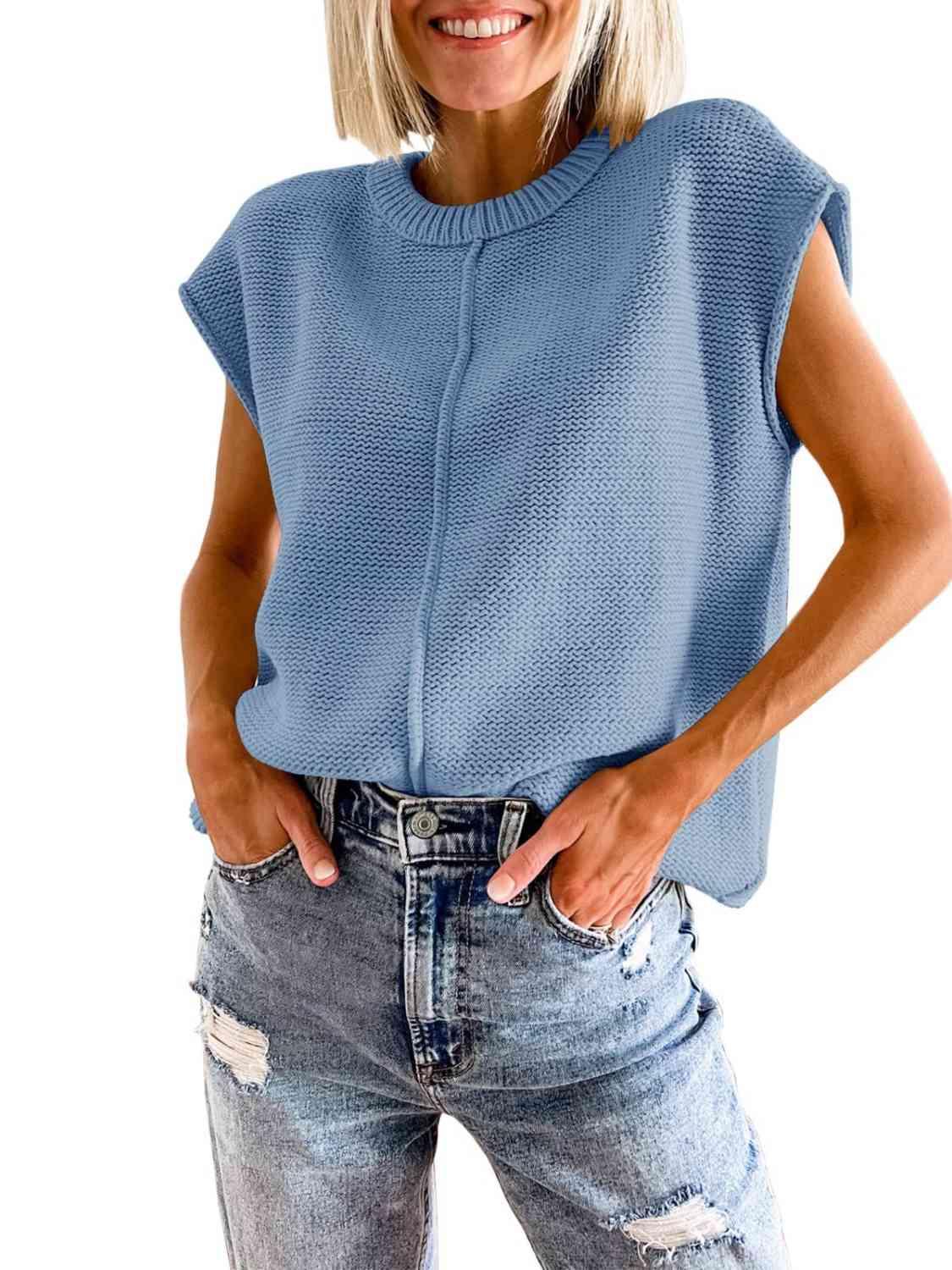 Cap Sleeve Sweater Vest Blouses Trend