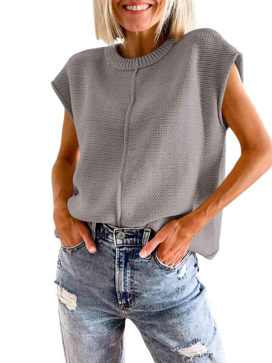 Cap Sleeve Sweater Vest Blouses Trend