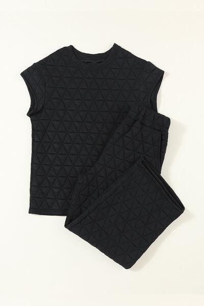 Short Sleeve Top and Pocketed Pants Lounge Set Pant Set Trendsi