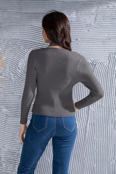 Halter Neck Long Sleeve Sweater Sweaters Trendsi