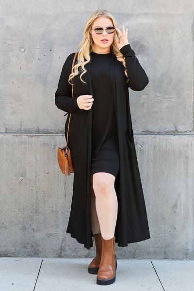 Maxi Open Front Long Sleeve Cardigan Cardigans Trendsi